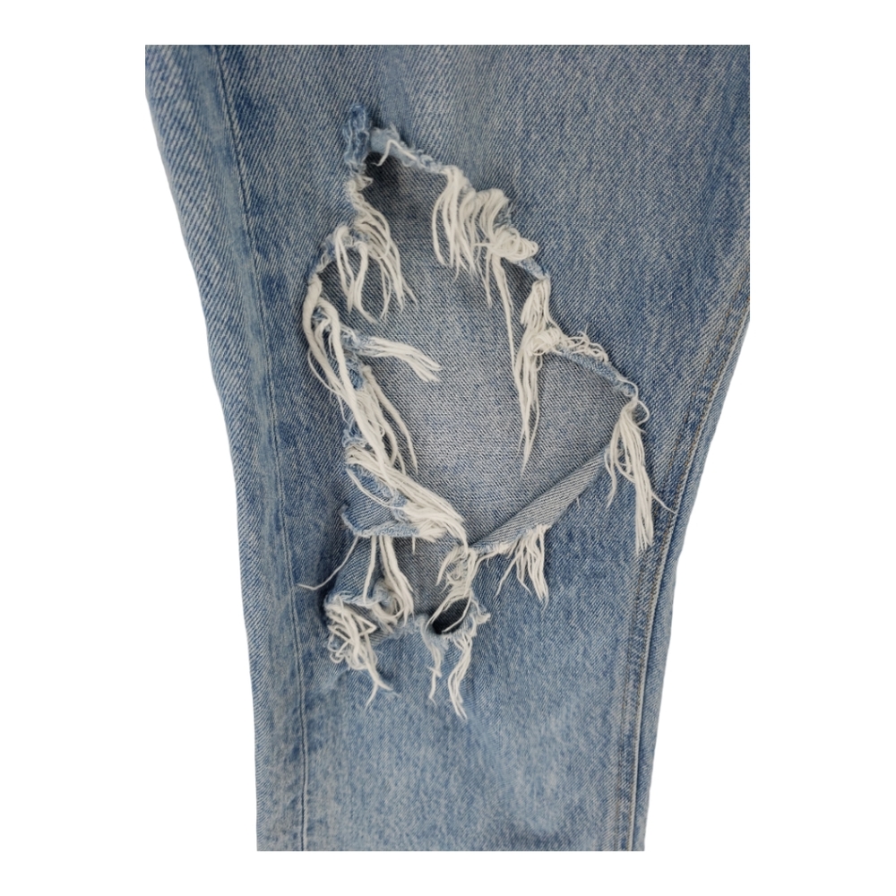 Agolde 90's Mid Rise Distressed Jeans 100% Cotton Size 27 Button Fly - Picture 10 of 13